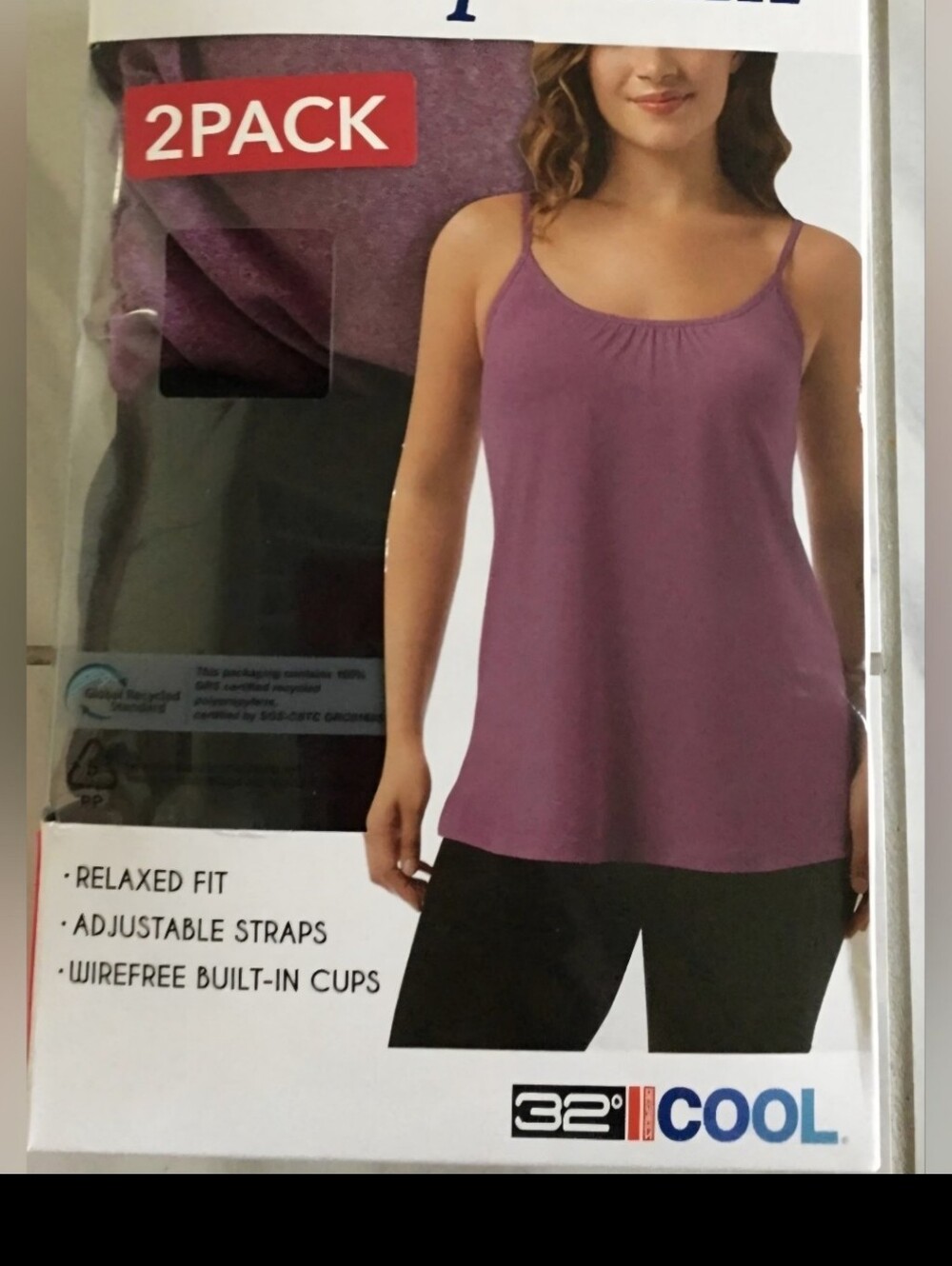 Women's Bra Top Cami 2 Pack Set - Black And Purple Size XXL